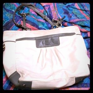 Big white over shoulder coach purse